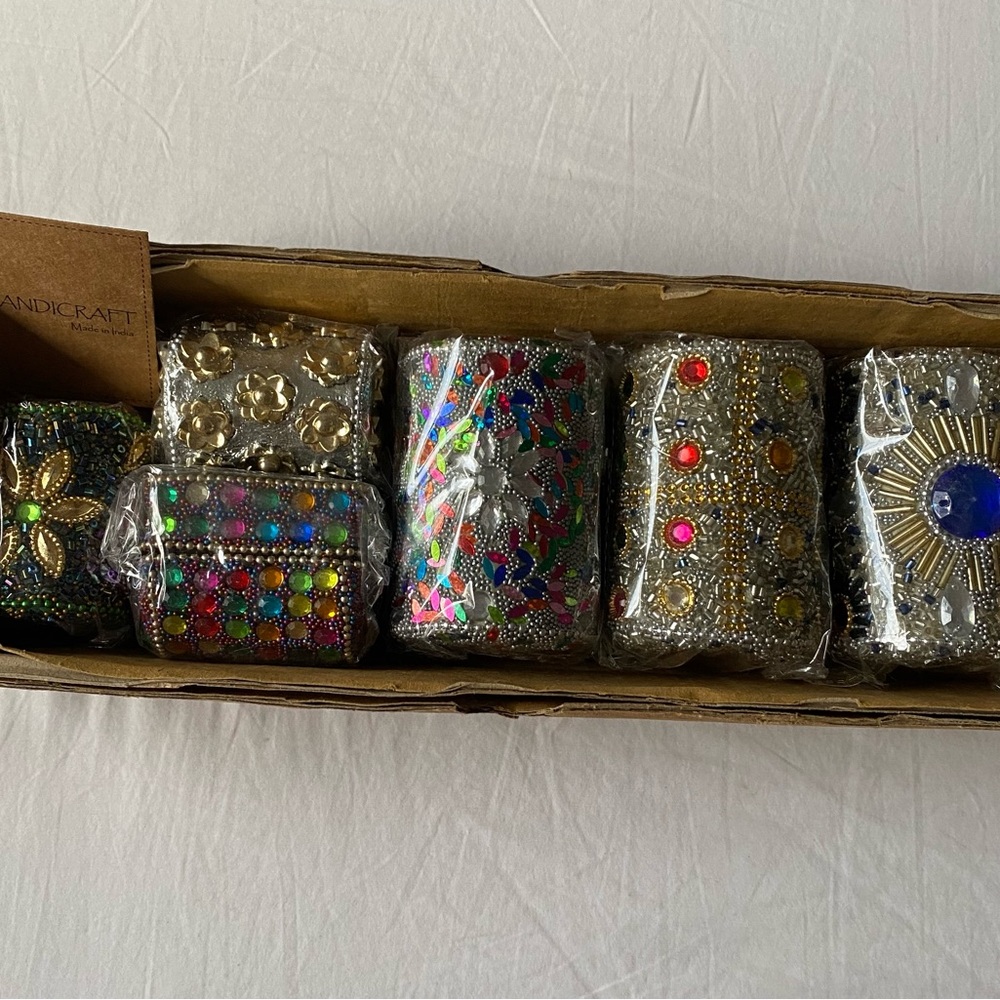Colorful Beaded Indian Handcrafted Chests Set